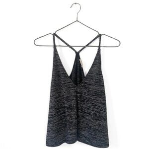 Wilfred Free | Aritzia Grey Marled Racer-Back V-Neck Flowy Tank Top Size XXS